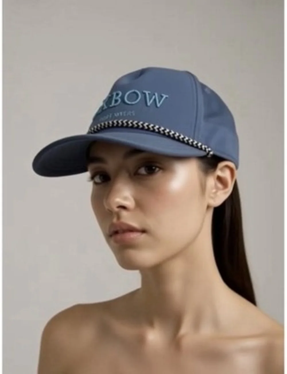 OXBOW Fort Myers Blue Black White Jute Accent Baseball Cap Unisex Excellent